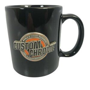 Harley Davidson Custom Chrome Ceramic Coffee Cup Mug Pewter Emblem HD